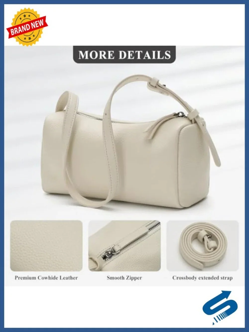 Full Grain Cowhide Leather Crossbody Hobo Bag with Adjustable Strap